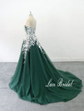 Green wedding dress, custom-made wedding dress, lace wedding dress