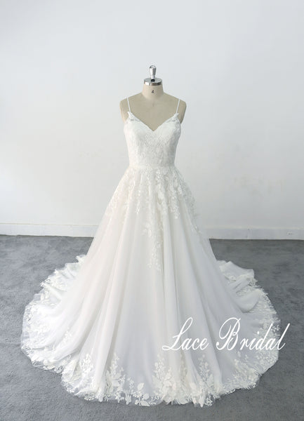 Ivory wedding dress, lace wedding dress, custom-made wedding dress