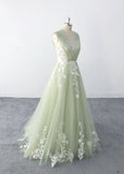 Sage-colored wedding dress, custom-made wedding dress, lace wedding dress