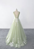 Sage-colored wedding dress, custom-made wedding dress, lace wedding dress