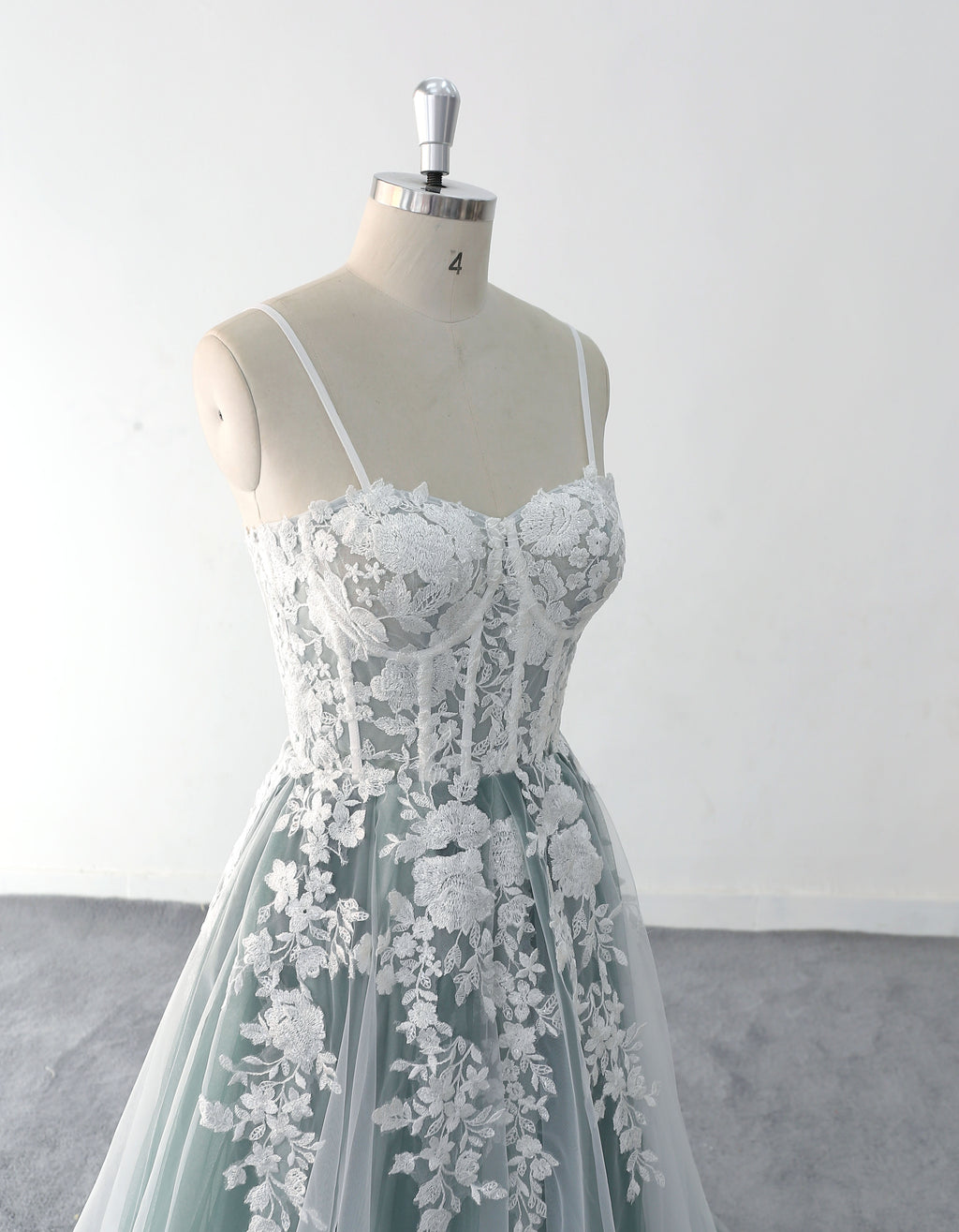 Dark green wedding dress, lace wedding dress, custom-made wedding dress