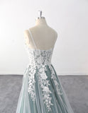 Dark green wedding dress, lace wedding dress, custom-made wedding dress