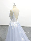 Gray-blue wedding dress, lace wedding dress, custom-made wedding dress